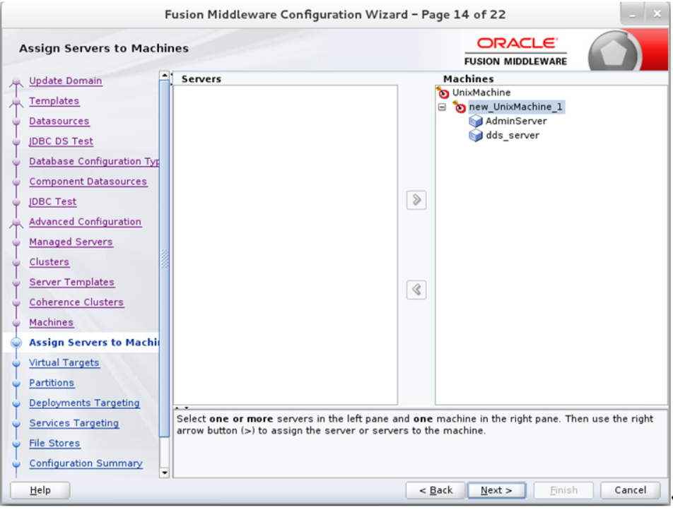 Assign Servers to Machines window